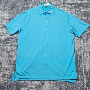 Peter Millar Summer Comfort Mens L Turquoise Golf Polo Shirt Short Sleeve